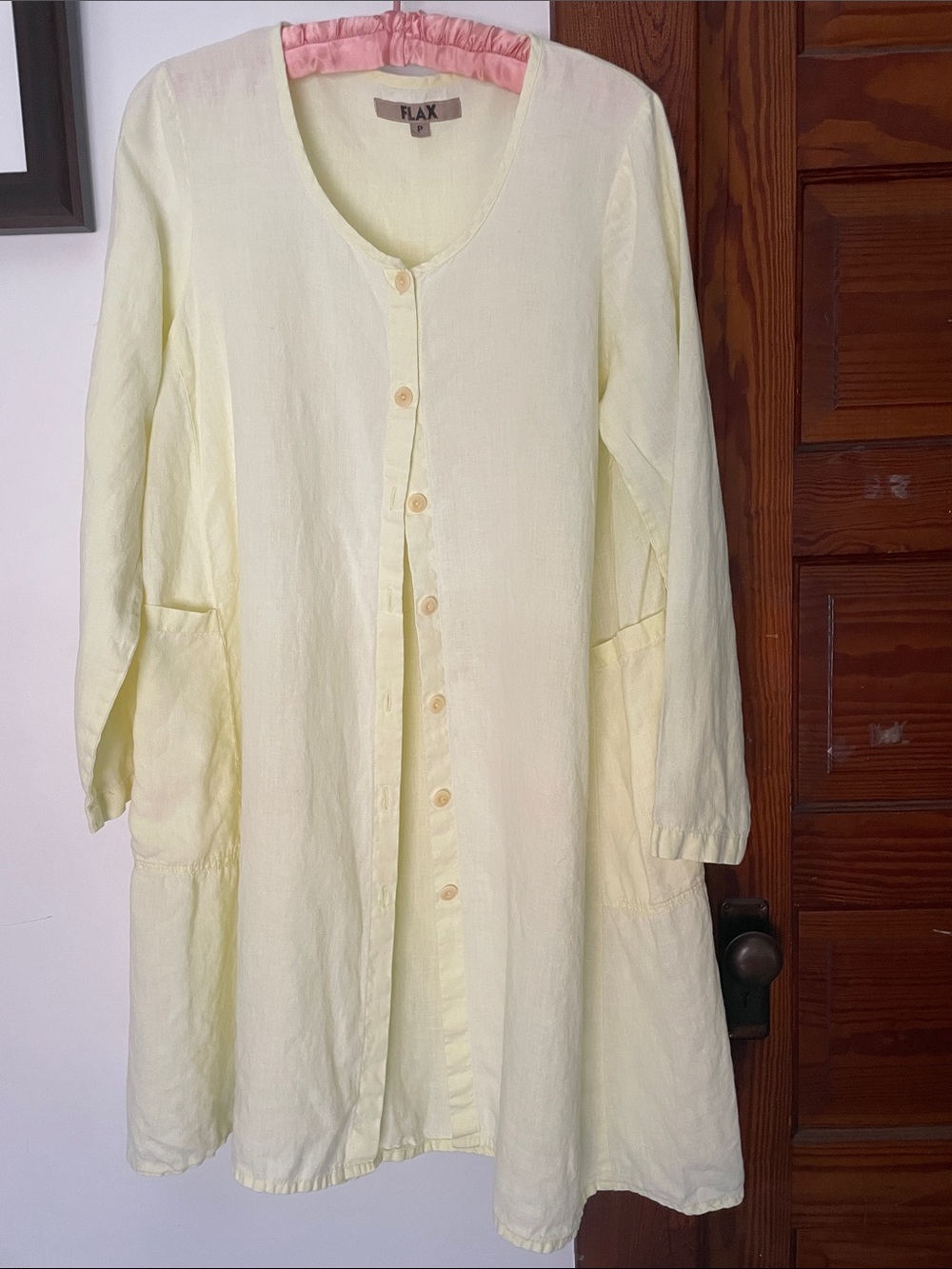 Flax Pale Yellow Linen Button-Front Tunic